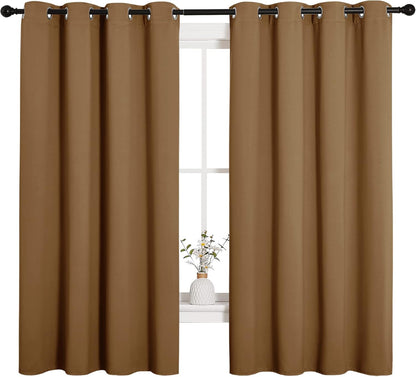 NICETOWN Halloween Pitch Black Solid Thermal Insulated Grommet Blackout Curtains/Drapes for Bedroom Window (2 Panels, 42 inches Wide by 63 inches Long, Black) - Colors A
