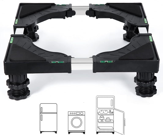 Nefish Mini Fridge Stand Universal Raised Base Adjustable Refrigerator Stands with 4 Strong Feet Washing Machine Pedestal Multi-Functional Bases for Dryer (Black)