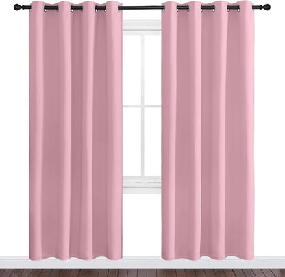 NICETOWN Halloween Pitch Black Solid Thermal Insulated Grommet Blackout Curtains/Drapes for Bedroom Window (2 Panels, 42 inches Wide by 63 inches Long, Black) - Colors A