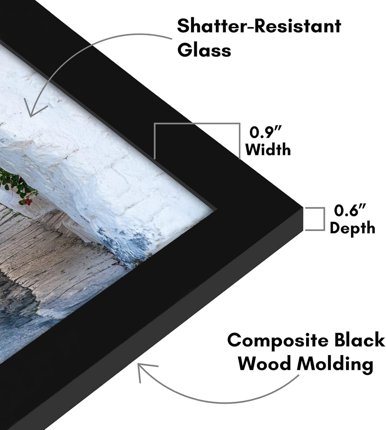 Americanflat 12x18 Poster Frame with Shatter-Resistant Glass - Signature Collection - Gallery-Style Frames Made of Engineered Wood - Photo Frame for Wall Display - Black - Colors B