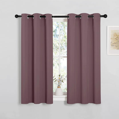NICETOWN Halloween Pitch Black Solid Thermal Insulated Grommet Blackout Curtains/Drapes for Bedroom Window (2 Panels, 42 inches Wide by 63 inches Long, Black) - Colors E