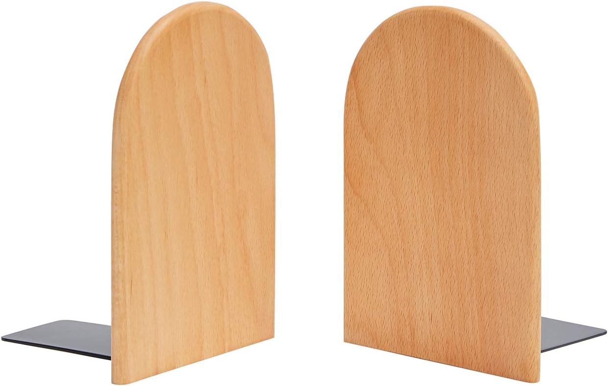 Pandapark Wood,Non-Skid Bookend for Shelves,Heavy Duty,Book Stand for CDs,1 Pair