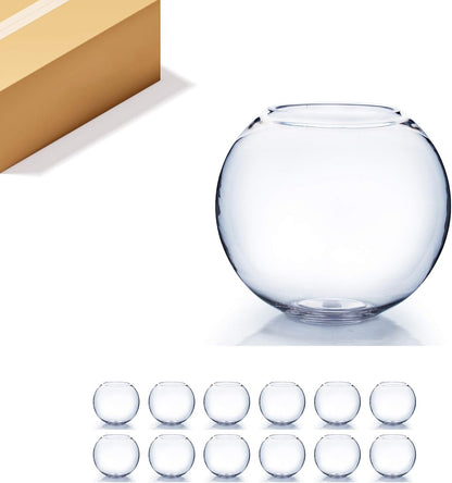 WGV Bowl Glass Vase, Diameter 6", Height 4.5", Open Width 4", (Multiple Sizes Choices) Clear Bubble Planter Terrarium Fish Bowl for Wedding Event Home Decor, 1 Piece (VBW0006A)
