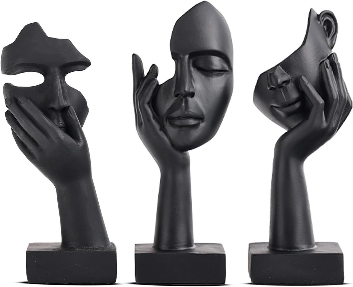3 Pcs Thinker Small Statue Set - Black Gold Home Decor Abstract Art Figurines for Shelves, Living Room Coffee Table, Office Desktop (3 Pcs Gold, 6")