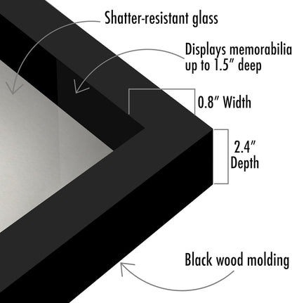 Americanflat 12x16 Shadow Box Frame with Polished Plexiglass - Silhouette Collection - Large Shadow Box Display Case for Tabletop and Wall Display - Black with Soft Felt Back