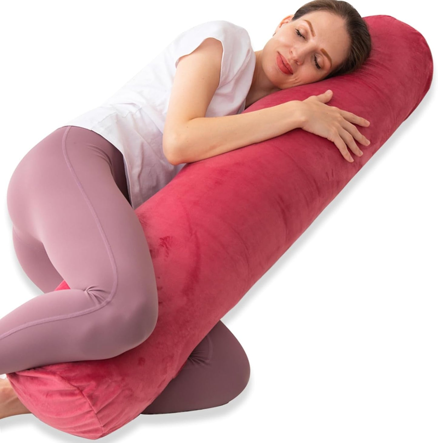 1 MIDDLE ONE Body Pillow for Adults, Bolster Pillow with Removable Velvet Cover, Long Round Cervical Roll Pillow, 47 x 7.87 Inches, Grey
