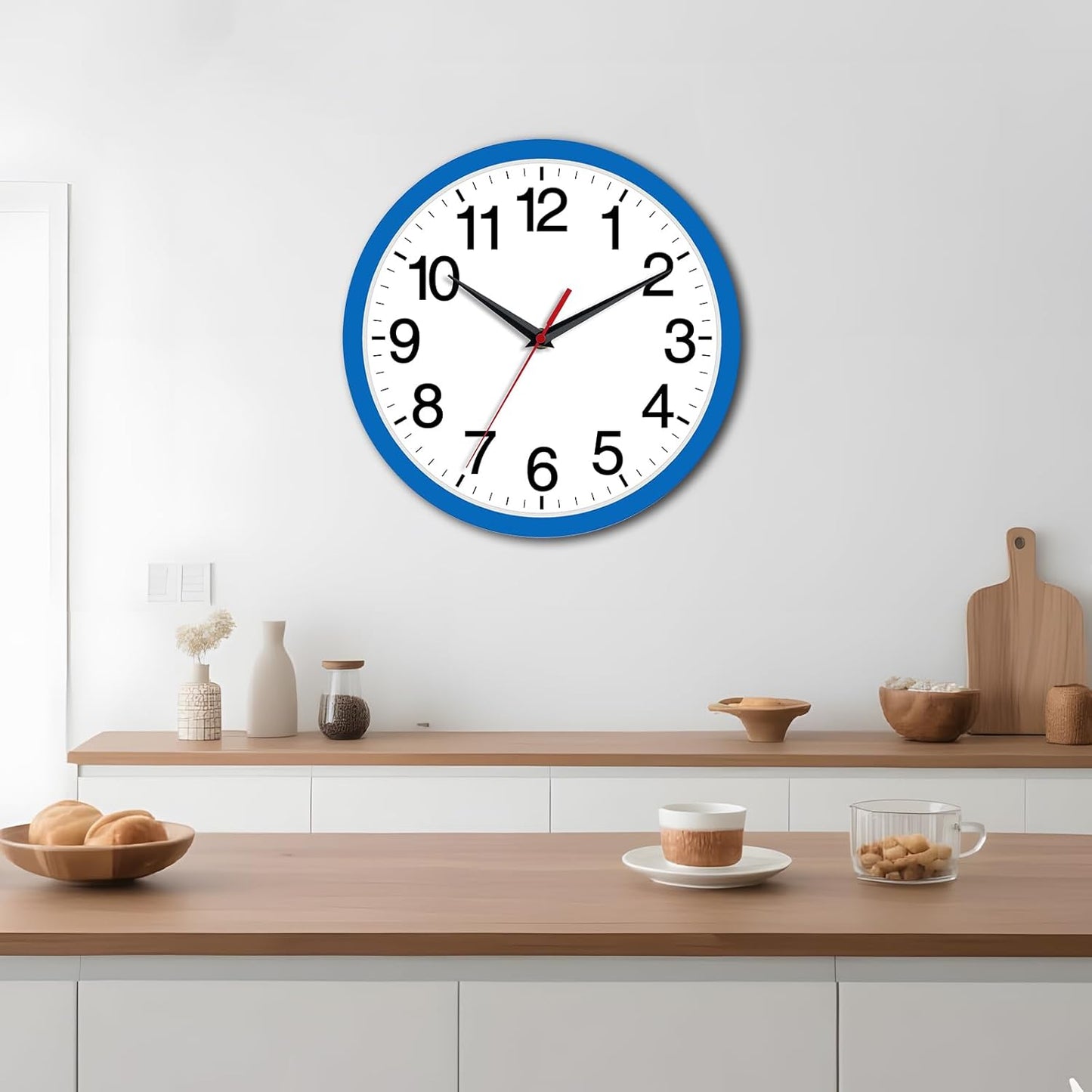 Rohioue Wall Clock Modern 8 Inch Battery Operated Silent Non Ticking Small Analog Clock for Living Room Office Home Bedroom Kitchen Bathroom(Black)