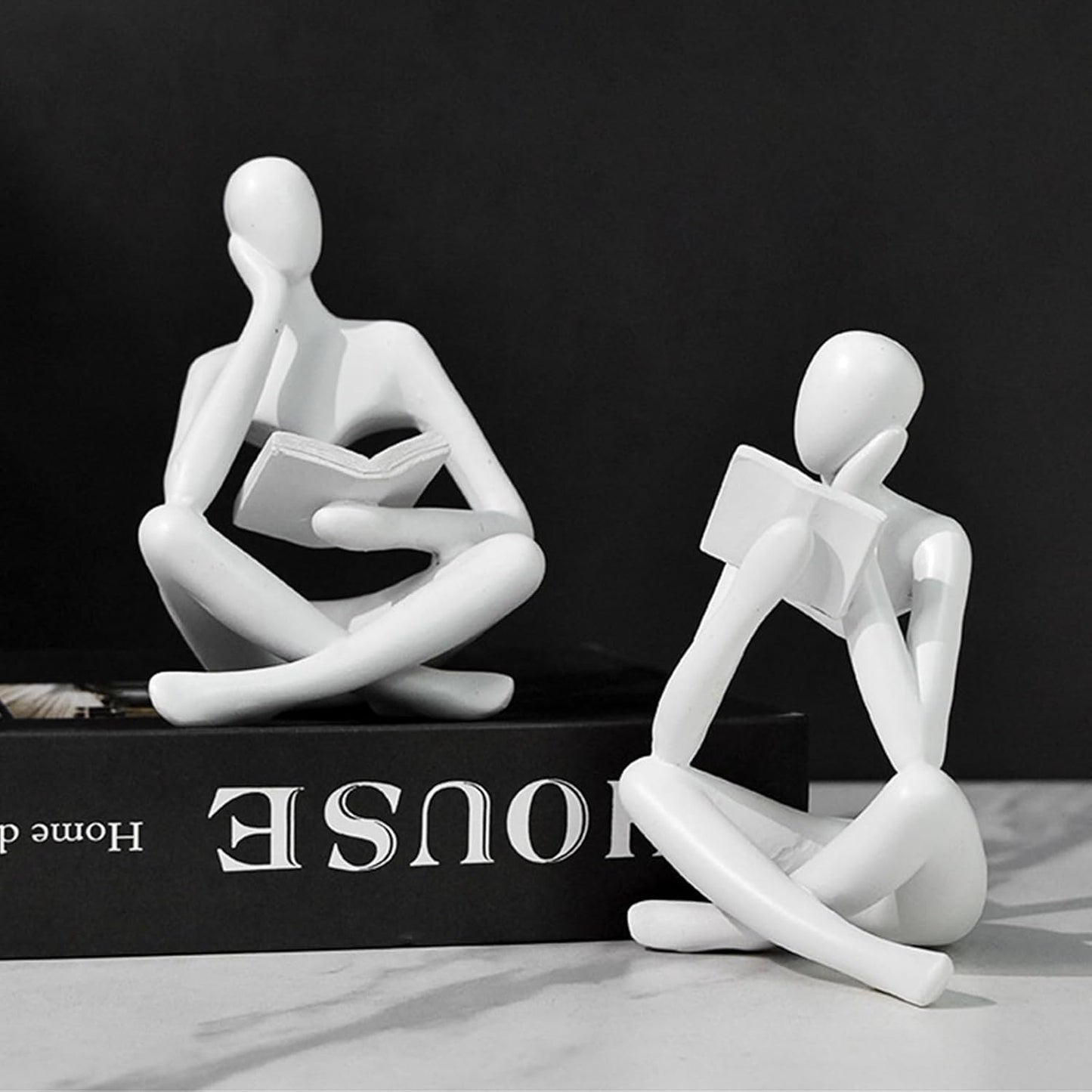 Jinkoozz Reading Women Statue, Thinker Sculptures, Abstract Art Ornament, Modern Aesthetic Figurine Decoration, Suitable for Home Living Room Bedroom Office Shelf Table Desk Bookshelf Decor