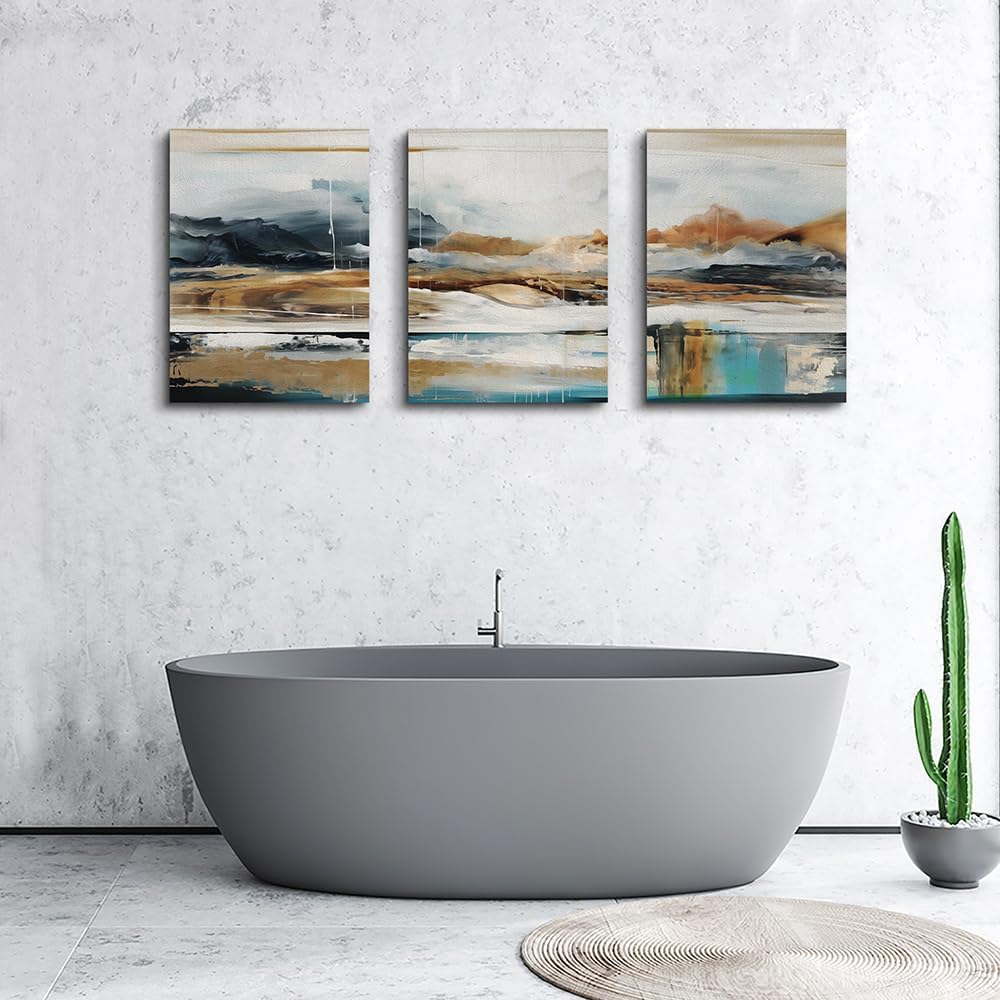 MHARTK66 Wall Art for Living Room Modern Wall Decor for Bedroom Office Decor Abstract Mountain Forest Landscapes Ink Painting 3 Piece Framed Canvas Art Prints Ready to Hang Wall Pictures Home Decor