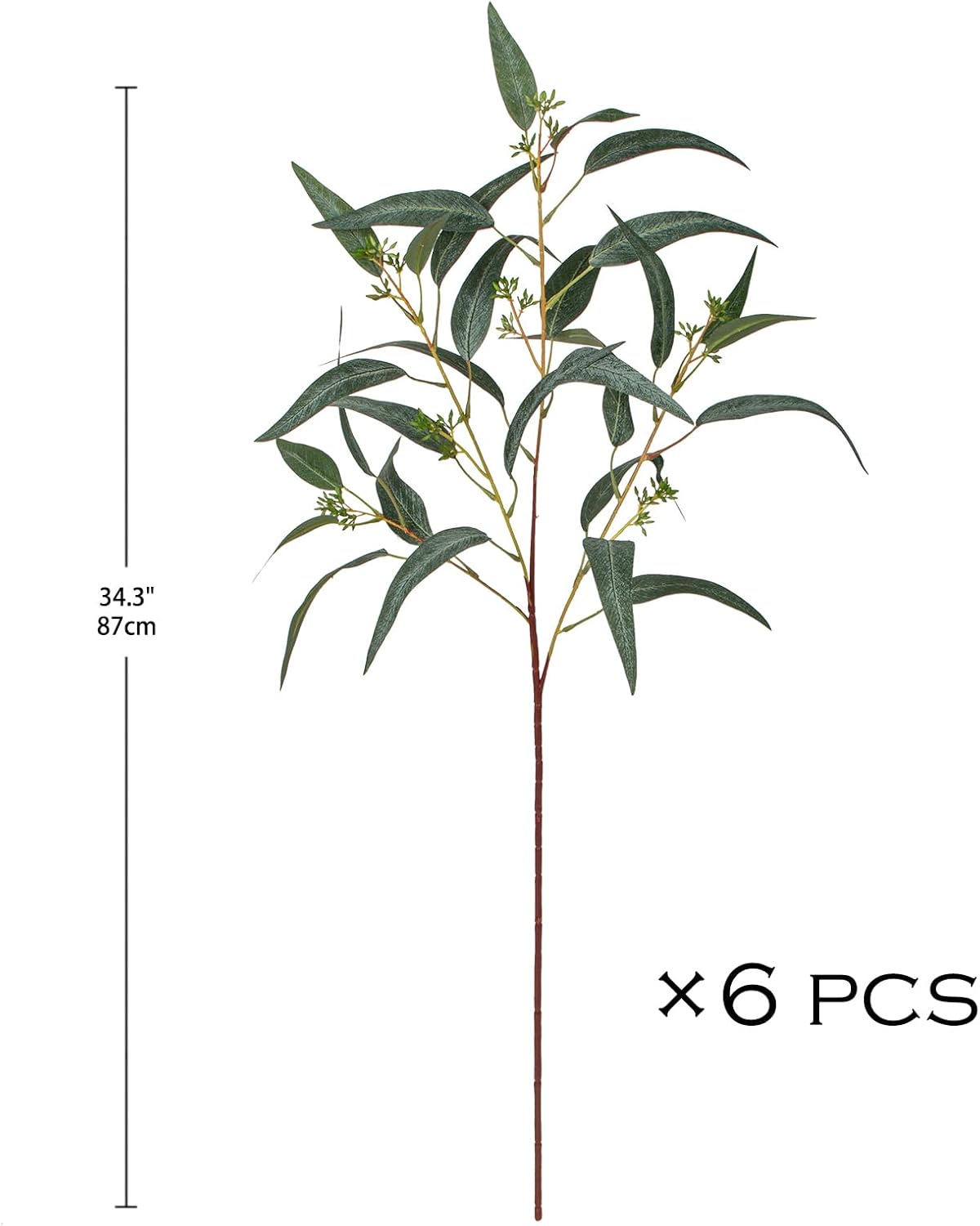 Faux Eucalyptus Stems Willow Eucalyptus Leaves 34” Long Fake Salix Leaves 3 Pcs Artificial Greenery Stems for DIY Bouquet Arrangements Centerpieces Shower Decorations-Artificial Eucalyptus Stems