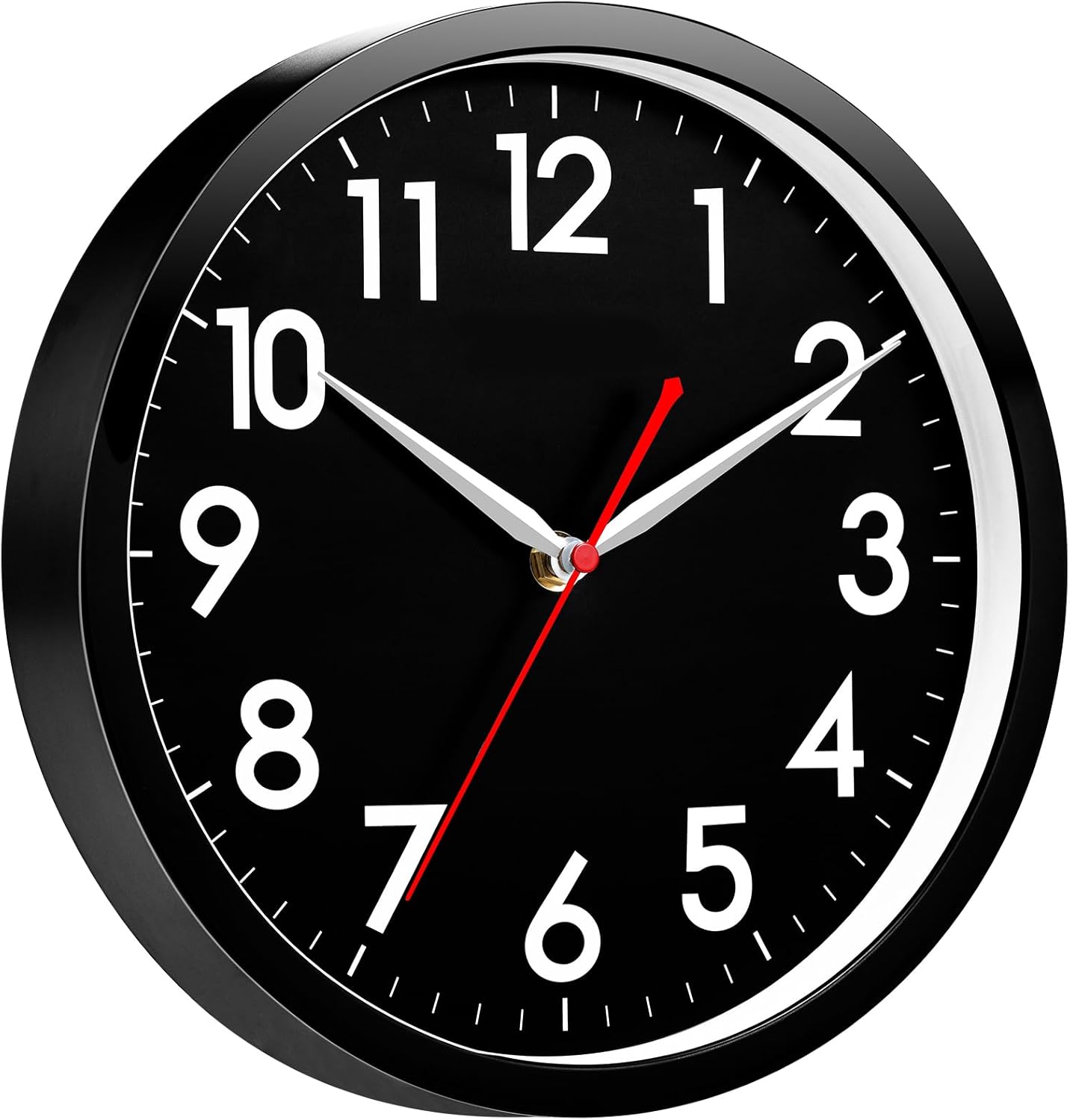 AKCISOT Wall Clock, Modern Small Wall Clocks Battery Operated 8 Inch, Silent Non-Ticking Analog Classic for Office, Home, Bathroom, Kitchen, Bedroom, School(Black)