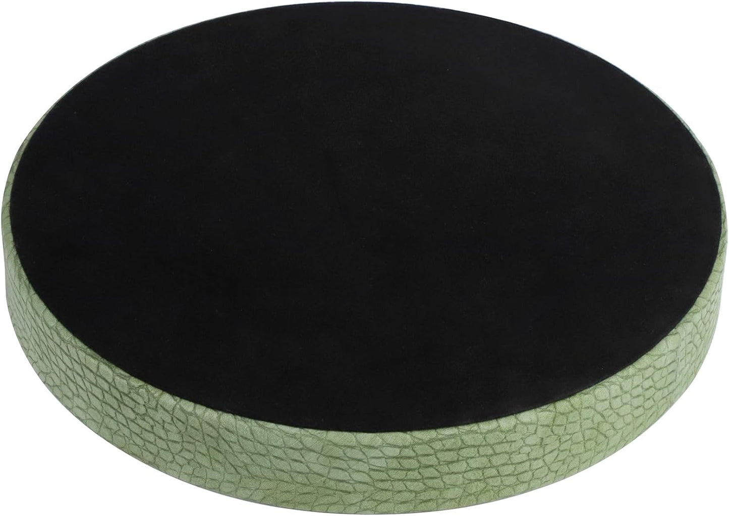 HofferRuffer Round Serving Tray 20'', Elegant Faux Leather Circle Ottoman Table Tray, Serve Tea Coffee Breakfast in Bedroom Living Room Kitchen (Brown)
