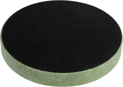 HofferRuffer Round Serving Tray 20'', Elegant Faux Leather Circle Ottoman Table Tray, Serve Tea Coffee Breakfast in Bedroom Living Room Kitchen (Brown)