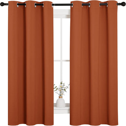 NICETOWN Halloween Pitch Black Solid Thermal Insulated Grommet Blackout Curtains/Drapes for Bedroom Window (2 Panels, 42 inches Wide by 63 inches Long, Black) - Colors B