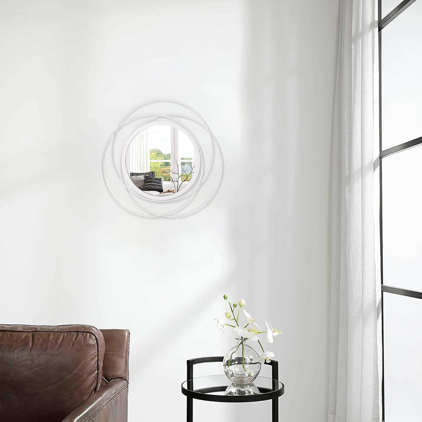 Gold Sunburst Mirrors for Wall Decorative Metal Round Art Mirrors Large Wall Decor Hanging Mirror for Bathroom Bedroom Living Room Vanity Entryway 16"