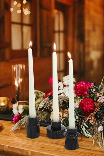 Vixdonos Taper Glass Candlestick Holders Tealight Candle Holders for Table Centerpieces, Wedding Decor and Dinner Party (6 Pcs, Green)