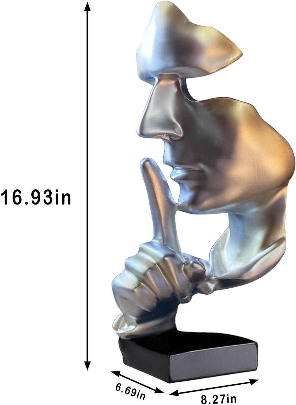 aboxoo Thinker Statue, Silence is Gold Abstract Art Figurine,Modern Home Resin Sculptures Decorative Objects,Table Top Decor for Livingroom Home Decor,Office Study Sculpture,Shh mask Statue(Gold)