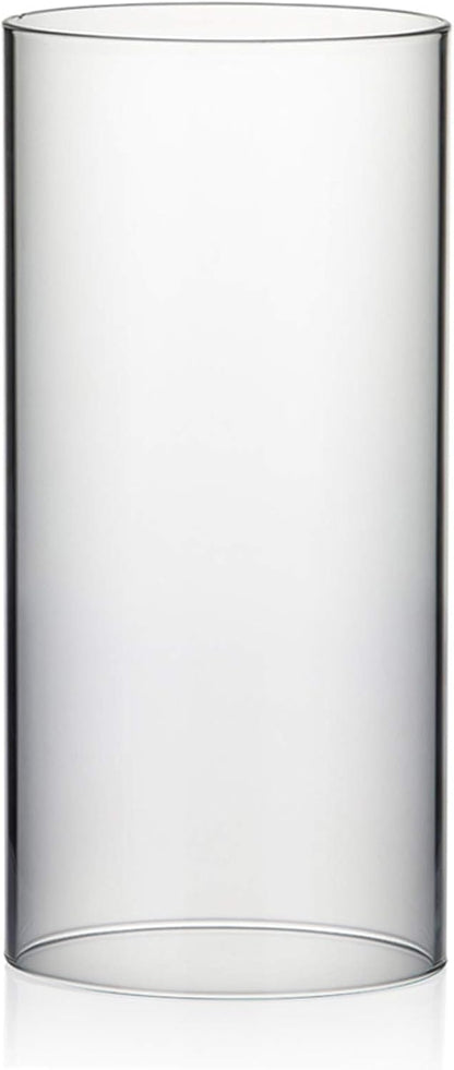 WGVI Hurricane Candle Holder Sleeve, Wide 4", Height 8", Clear Glass Cylinder Candleholder, Chimney Tube, Open Ended Candle Shade, 1 Piece - Colors A