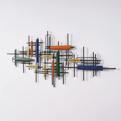 homary Large Metal Wall Art – 47.2" Modern 3D Abstract Geometric Overlapping Design, Iron Wall Decor for Living Room, Dining Room, Office