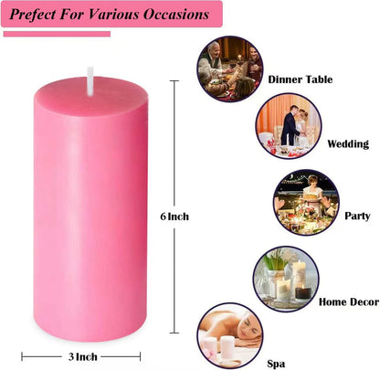 2 Pack 3x6 Inch Sage Green Unscented Pillar Candles - 70 Hour Long Burning Dripless Smokeless Candles for Home Decor Weddings Festivals Spa Meditation