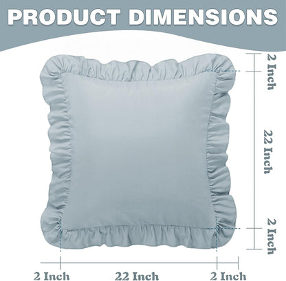 KKJIAF Ruffle Pillow Cases 26x26 Inches, White Square Ruffled Pillow Covers Set of 2, Microfiber Wrinkle Resistant Pillow Shams with Envelope Closure for Sofa Bed Living Room