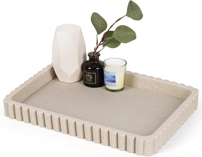 Concrete Decorative Tray for Coffee Table Decor, 14" Coffee Table Tray Ottoman Tray Table Centerpieces, Rectangular Modern Decorative Trays for Home Decor, Living Room, Entry, Black