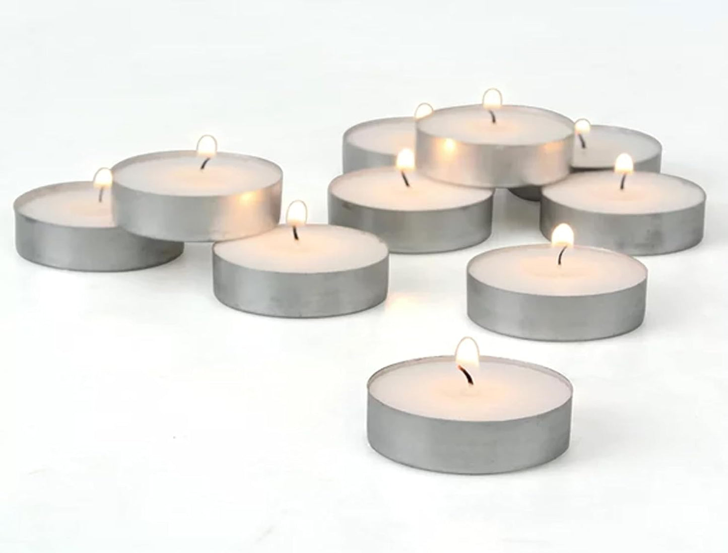Bulk Mini Tea Lights - 50 Unscented White Travel Candles for Shabbat