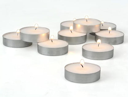 Bulk Mini Tea Lights - 50 Unscented White Travel Candles for Shabbat