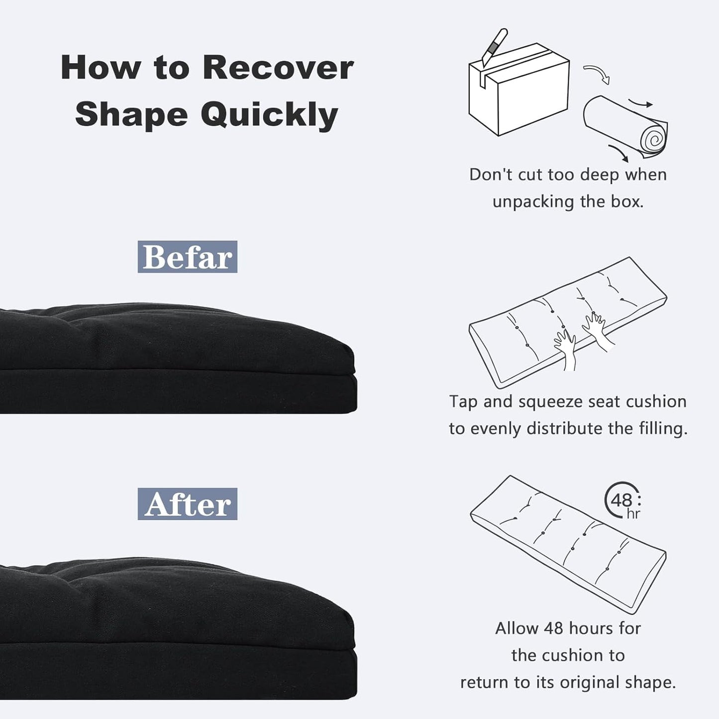 baibu 40 Inch Dual-Layer Patent Design Memory Foam Bench Cushion, Non-Slip Indoor Bench Cushion Standard Size Foam Pad with Machine Washable Cover (Dark Grey, 40x16x3in)