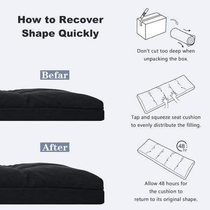 baibu 40 Inch Dual-Layer Patent Design Memory Foam Bench Cushion, Non-Slip Indoor Bench Cushion Standard Size Foam Pad with Machine Washable Cover (Dark Grey, 40x16x3in)