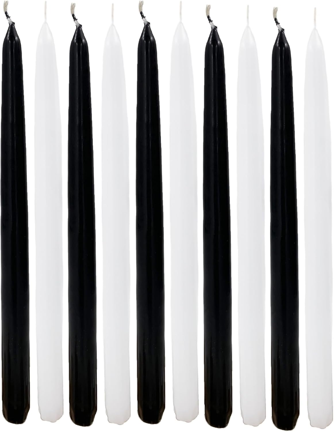 D'light Online White Taper Candles, 10 Inch Premium Quality Candles Hand-Dipped Tapered Candles, Dripless, Smokeless and Unwrapped Bulk Pack for Events - Set of 12 (10 Inch, White)