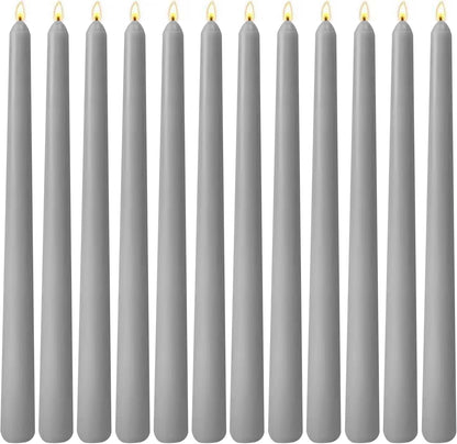 12-Pack Olive Green Taper Candles, 10 Inch Unscented Dripless Candlesticks, Long-Lasting Burn Time of 7-8 Hours, Perfect for Christmas Home Décor Spring and St. Patrick's Day