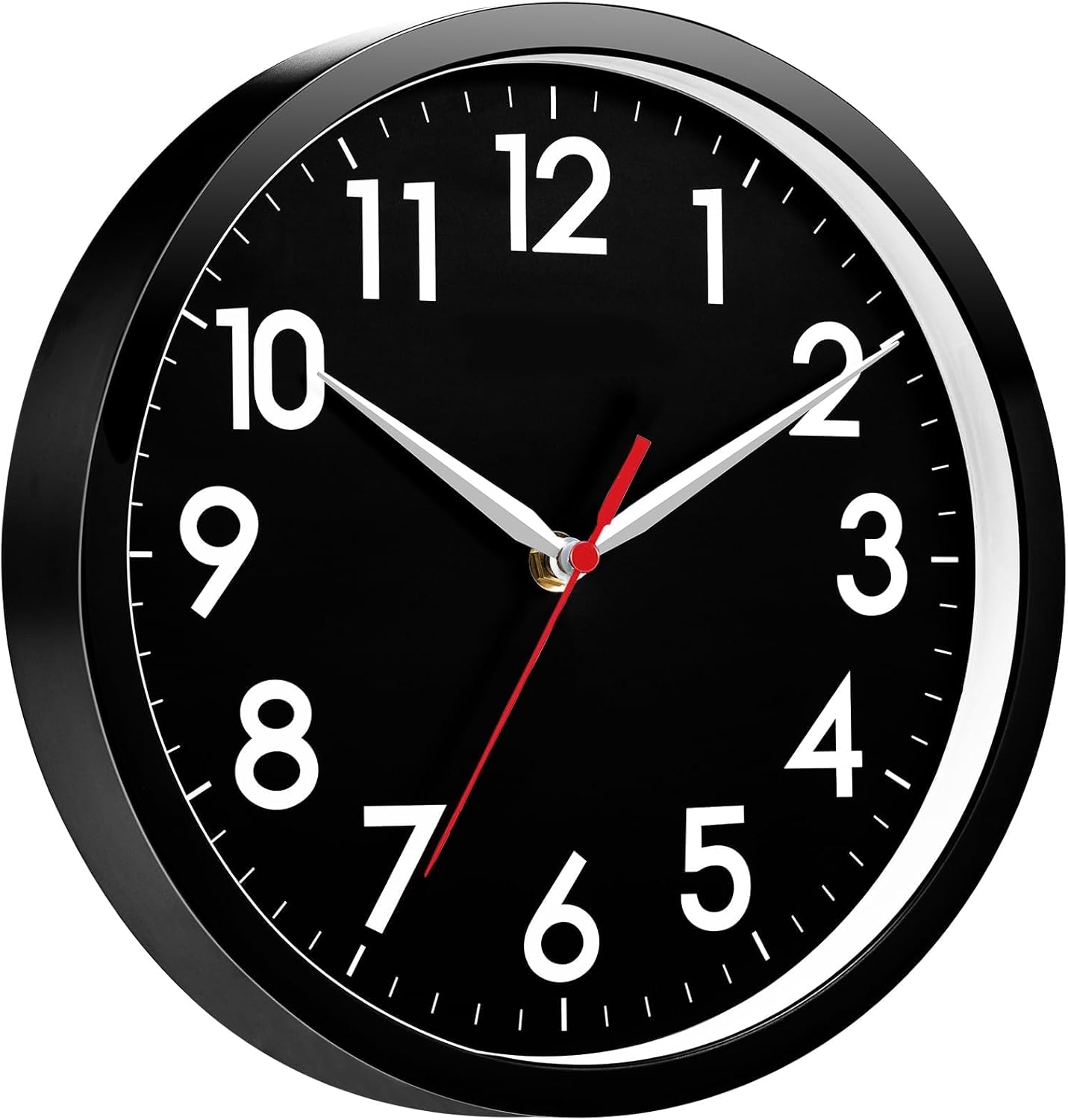 AKCISOT Wall Clock, Modern Small Wall Clocks Battery Operated 8 Inch, Silent Non-Ticking Analog Classic for Office, Home, Bathroom, Kitchen, Bedroom, School(Black)