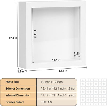 6 Pcs Shadow Box Frame - 5x5 Square Frame Display Case for Sports Memorabilia & Wedding Keepsakes - Wall Mountable Display Box for Medals, Photos, Dried Flowers (Black)
