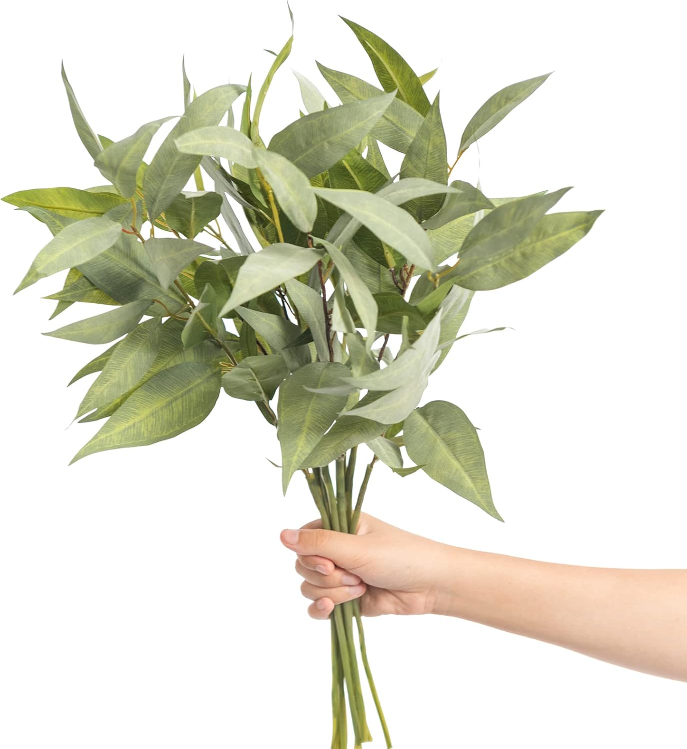 Ling's Moment Artificial Plants Eucalyptus Leaves Branches,10Pcs 17.7"Tall Fake Greenery Filler w/Stems, Lifelike Texture Plant Decor for Wedding Bouquets/Table Centerpieces, Outdoor/Party/Room/Office