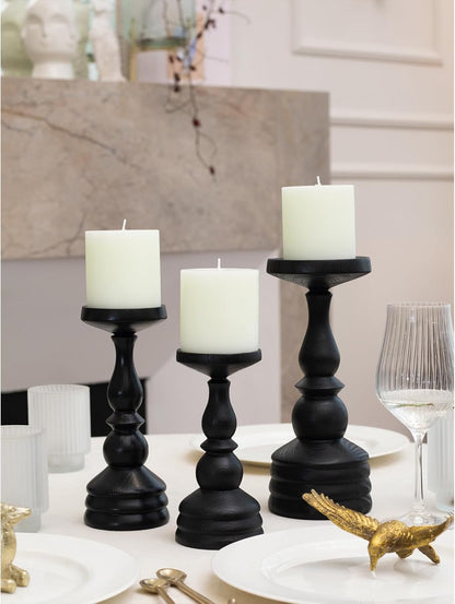 CANDWAX 3x4 inch Pillar Candles Set of 3 – Unscented Dripless Rustic Dark Blue Candles for Room Decor, Weddings, Centerpieces