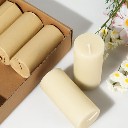 6 Pack Natural Beeswax Pillar Candles,100% Pure Beeswax Candles-210 Hours Long Burning,Organic Bees Wax Candles for Home,Emergency,Prayer,Parties,Unscented Dripless Smokeless Beeswax Candle Bulk 2x4in
