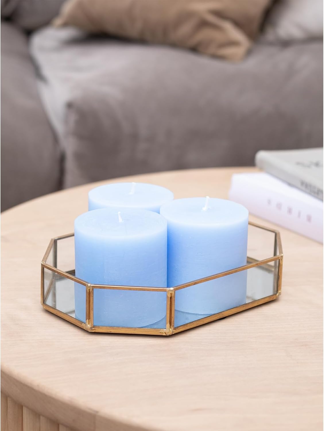 CANDWAX 3x4 inch Pillar Candles Set of 3 – Unscented Dripless Rustic Dark Blue Candles for Room Decor, Weddings, Centerpieces