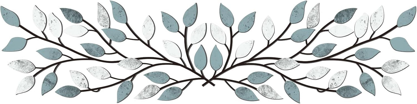 Hotop 2 Pieces Metal Tree Leaf Wall Decor Vine Olive Branch Leaf Wall Art Wrought Iron Scroll Sculptures Above the Bed, Living Room, Outdoor Decoration (Classic Style,Black)
