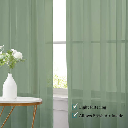 Chyhomenyc Sheer White Valances for Windows 2 Pack, Small Window Curtains for Living Room Bathroom Cafe Laundry Basement, Modern Top Dual Rod Pocket Voile Curtain, 42W x 14L inches, White - Colors A