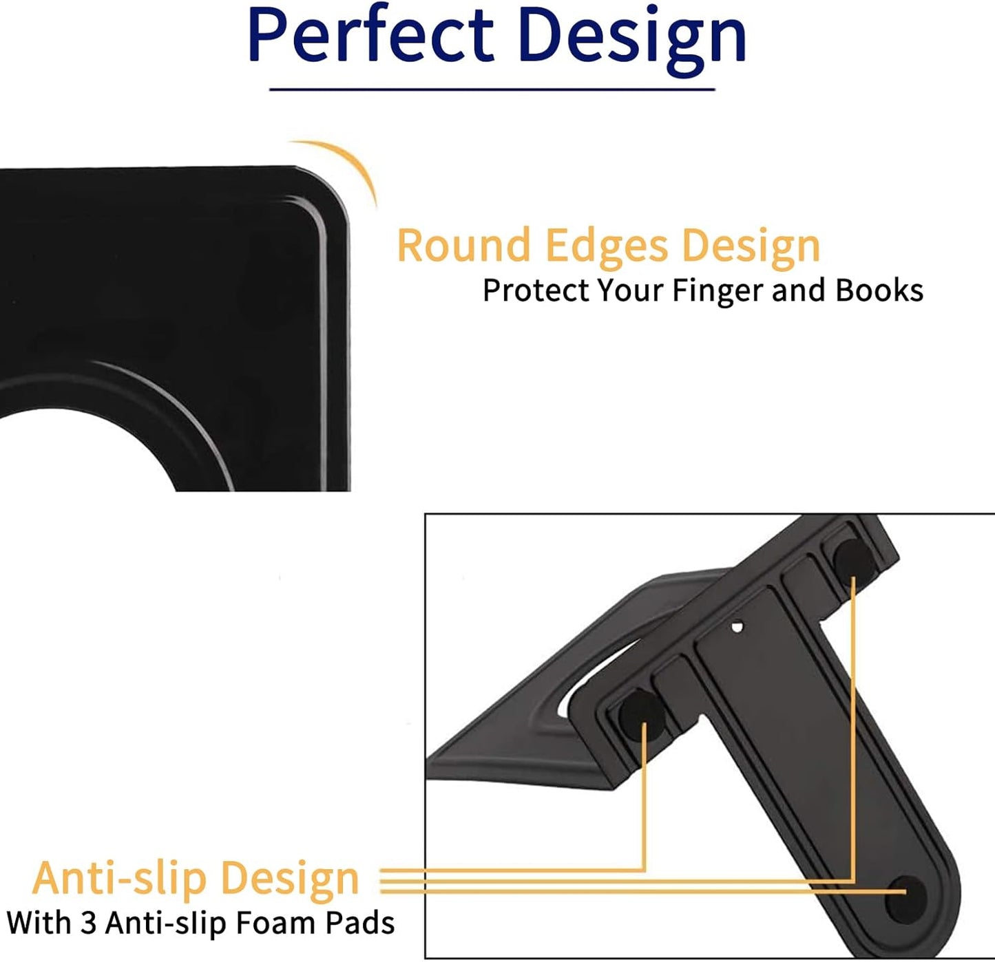 Jekkis 20pcs Metal Bookends for Shelves, 6.6"x 5.7"x 5" Black Heavy Duty Book Ends for Nonskid Bookend Supports Plain Large Bookends, Library Office Home, 10 Pair