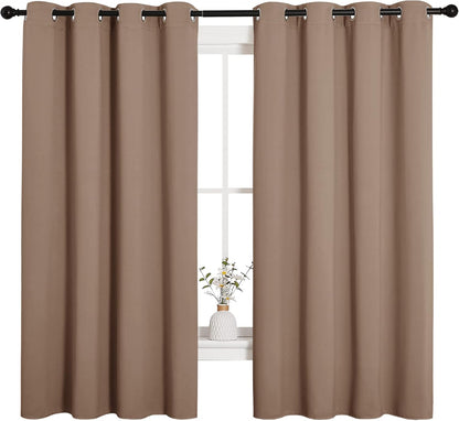NICETOWN Halloween Pitch Black Solid Thermal Insulated Grommet Blackout Curtains/Drapes for Bedroom Window (2 Panels, 42 inches Wide by 63 inches Long, Black) - Colors D
