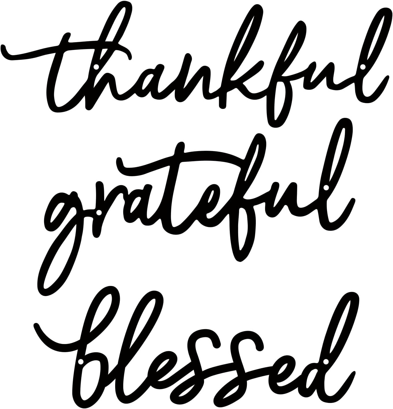 Thankful Grateful Blessed Letter Sign Metal Wall Decor, 3 Piece Black Letters Wall Art for Bathroom Bedroom Metal Words Wall Decor for Home Decor