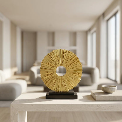 DOVDOV Gold Home Decor Sculpture, Unique Round line Statue, Modern Home Decor, Decorative Panel Statue Gold Decoration for Living Room TV Stand, Office, Bedroom, Dining Table Centerpiece.
