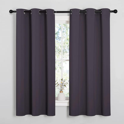 NICETOWN Halloween Pitch Black Solid Thermal Insulated Grommet Blackout Curtains/Drapes for Bedroom Window (2 Panels, 42 inches Wide by 63 inches Long, Black) - Colors D