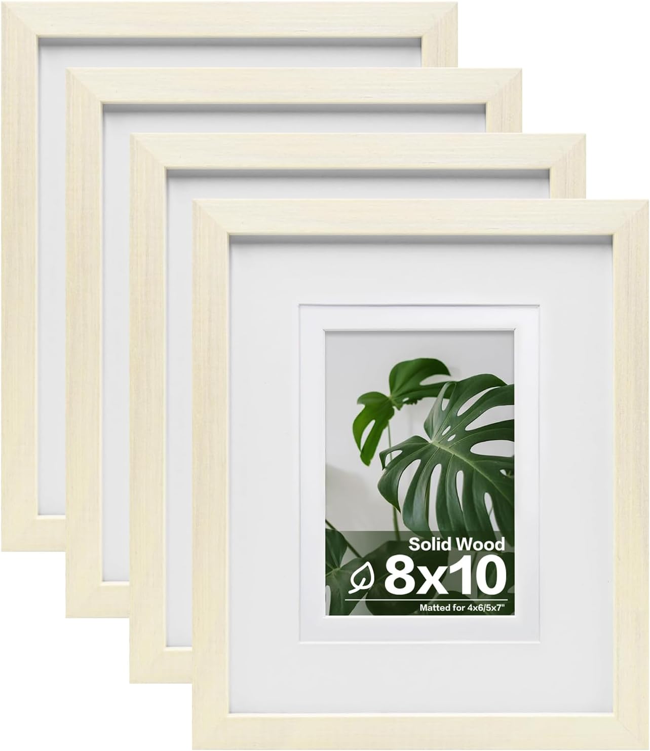 Egofine 8x10 Picture Frames Set of 4, Made of Solid Wood Covered by Plexiglass 4x6 and 5x7 with Mat or 8x10 without Mat, for Table Top Display and Wall Mounting Photo Frame Black