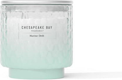 Chesapeake Bay, 11oz Marine Drift Scented Candle, Mood Evoking Fragrance, Textured Sea Glass-Inspired Jar, Premium Soy Blend Wax with Essential Oils, Coastal Fragrance for Home Décor or Gifting