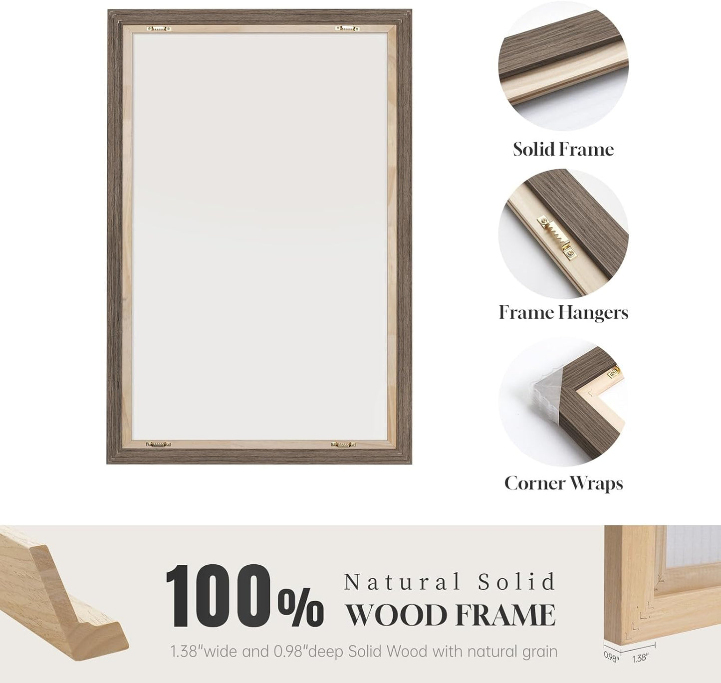 Large Framed Neutral Abstract Wall Art for Living Room, 3 Piece Modern Canvas Prints Paintings Artwork for Walls, Black and Beige Pictures for Living Room Hallway Stair Office Wall Decor 24x36 Inch