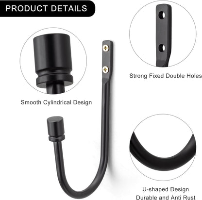 2 Pack Curtain Holdbacks - Silver, Decorative Drapery Wall Hooks with Hardware, Curtain Pull Back Hooks, Metal Curtain Tiebacks Wall Mounted, Window Side Holders for Drapes, Curtain Accessories
