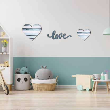 3 Pcs Wooden Hearts Decor Heart Wooden Sign Rustic Hanging Love Plaque for Wall Home Farmhouse Living Room Bedroom Gifts(White)